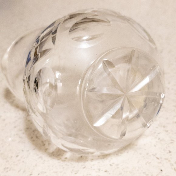 Vintage Antique Etched Star Crystal Glass Water Creamer Holiday Serving Pitcher - Picture 4 of 4